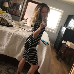 Reformation stretch knit striped dress